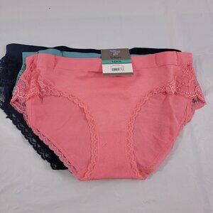 Secret Treasures Intimates 3 Pack Seamless Lace Trim Bikini Panties – Size Small